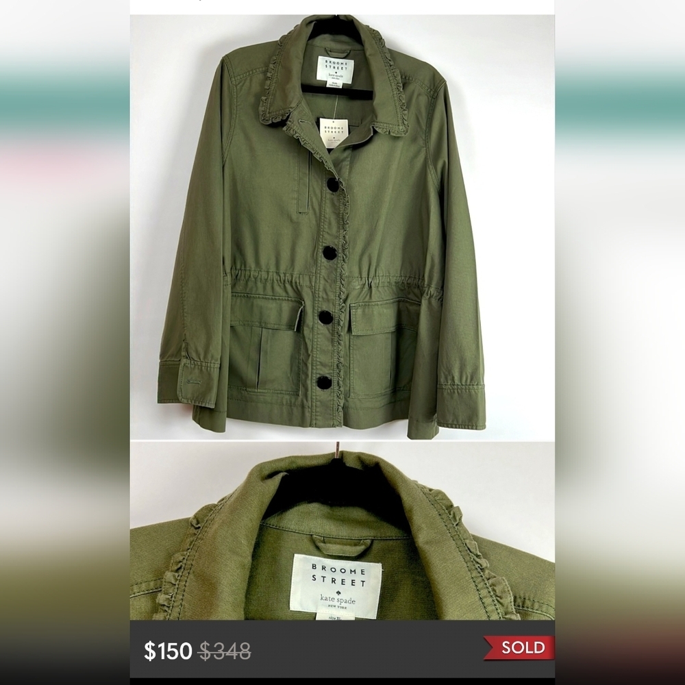 EUC Kate Spade Olive Military Jacket - Picture 2 of 7